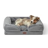 BEDSURE orthopädisches Hundebett Ergonomisches Hundesofa - 71x58 cm Hundecouch mit eierförmiger Kistenschaum für kleine Hunde, waschbar rutschfest Hundebetten, grau