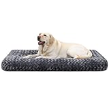 KSIIA Hundebett Grosse Hunde Waschbar, XL Hundekissen flauschig, Hundematte für große mittelgroße Hunde, rutschfeste Unterseite, Hundekorb Hundematratz Haustierbett Dunkelgrau 105x70cm