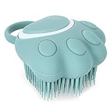 TIESOME Hund Katze Bad Bürste Kamm, Silikon Puppy Grooming Brush Soft Pet Reinigung Massage Bürste Shampoo Dispenser für beruhigende Massage Waschen (blau Pfote Form)