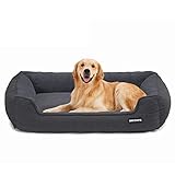 HMTOPE Hundebett, Hundesofa, Hundekissen, Hundekörbchen Abnehmbar und waschbar, Dunkelgrau, 110 x 86 x 26 cm