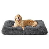 BEDSURE Flauschiges Hundebett Grosse Hunde - 104x74x8 cm Hundebett waschbar für große Hunde, rutschfeste Unterseite, plüsch Hundekissen Grosse Hunde, Dunkelgrau