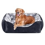 FURTIME Hundebett Grosse Hunde Hundekorb Waschbar Hundekörbchen rutschfeste Hundebetten Flauschig Hundematratze mit Erhöhte Ränder Weiches Hundesofa für Hunde Katze XL(89x63x23cm) Schwarz/Sterne