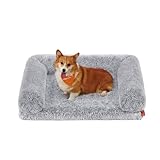 Feandrea FluffyHug Hundebett, Hundekissen Größe L, Hundematte für mittelgroße Hunde, Hundesofa Noppenschaumstoff, Bezug abnehmbar und waschbar, 91 x 68 x 23 cm, Ombré-Grau PGW232G01