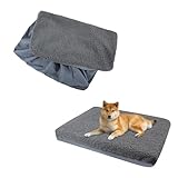 Nogsay Bezüge für Hundebetten,Ersatz Hundebett Weicher Plüsch Bezug,Wasserdicht Waschbar Abnehmbare Bezug für Haustier Hundekissen (M:91x69x15 cm)