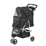 VEVOR Hundebuggy 83x45x99cm Hundewagen 16kg Tragfähigkeit Faltbarer Hundetrolley Aluminium-Rahmen 600D Oxford-Gewebe Nylon-Netzfenster 3 Eva-Räder Hundebox Tierbuggy Katzenbuggy Haustier Transport