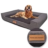 Petsen Personalisierte Hundebett XXL - Grosse Große Mittelgroße Hunde - Hundekissen – Hundekörbchen - Hundematte mit Gravieren Namen (Grau, L 118 x B 78 x H 17 cm)