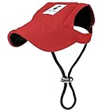 Pawaboo Hunde Baseballmütze, Basecap Verstellbar Sonnenschutz Hut Hundecap mit Ohrlöchern für Welpen Haustier, S, Rot