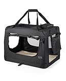 lionto Hundetransportbox faltbar für Reise & Auto, 70x52x50 cm, stabile Transportbox mit Tragegriffen & Decke für Katzen & Hunde bis 15 kg, robuste Hundebox aus Stoff für klein & groß, schwarz