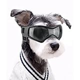 NAMSAN Hundebrille Anti-UV Wasserdicht Winddicht Einstellbar Sonnenbrille Mode Schutzbrille Geeignet für Kleine und Mittlere Hunde（Schwarz）