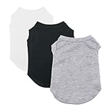 3 Stück Hunde-Shirts für Kleine Hunde Sommer Weiche Baumwolle T-Shirt,Hund Soft Tank Top Ärmellose Weste Hund T-Shirt für kleine mittelgroße Hundekatze Kleidung （schwarz, weiß, grau） (M)