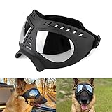 NAMSAN Hundebrille UV Wasserdicht Winddicht Einstellbar Hunde Sonnenbrille Mode Hunde Schutzbrille für Mittel Große Hunde-Schwarz