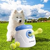 Pet Prime Automatischer Ballwerfer, Hunde Ball Interaktive Ballwurfmaschine 3 Tennisbälle Inklusive, für Kleine Hunde - Mini Style(White)