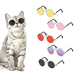 5 Stück Haustier Brille, Mode Hunde Katzen Runde Brillen, Haustier Sonnenbrille, Klein Hund Sonnenbrille, Sonnenbrille für Haustiere, Retro Haustier Sonnenbrille, für Katzen Welpen Klein Mittel Hund