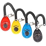 Diyife Hunde Clicker, 4 Stück Trainings-Clicker mit Handschlaufe, Klicker mit Großem Knopf, Hundeerziehung und Hundetraining, für Hund, Katze, Pferd (Multi-Color)