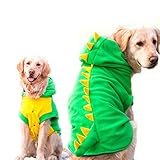 Lustiges Halloween Großer Hund Dinosaurier Kostüm Jacke Mantel Warm Fleece Winter Golden Retriever Pitbull Hund Kleidung Hoodie (6XL, Grün)