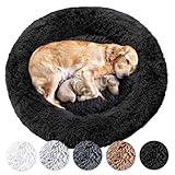 Wahre Tierliebe Hundebett Donut - Das Original - waschbar [XS, 60cm, schwarz] Hundekissen, Hundekorb, Flauschiges Hundebett für große, mittelgroße & kleine Hunde