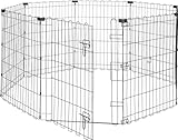 Amazon Basics Laufgehege für Hunde und andere Haustiere, Quadratisch, faltbar, Metall, mit Tür, 76.2 cm hoch, Schwarz