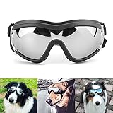 NAMSAN Sonnenbrillen für Hunde Einstellbar Hundebrille Wasserdicht Winddicht Hunde Motorradbrille Schutzbrille für Mittel/Gross Hunde-Schwarz