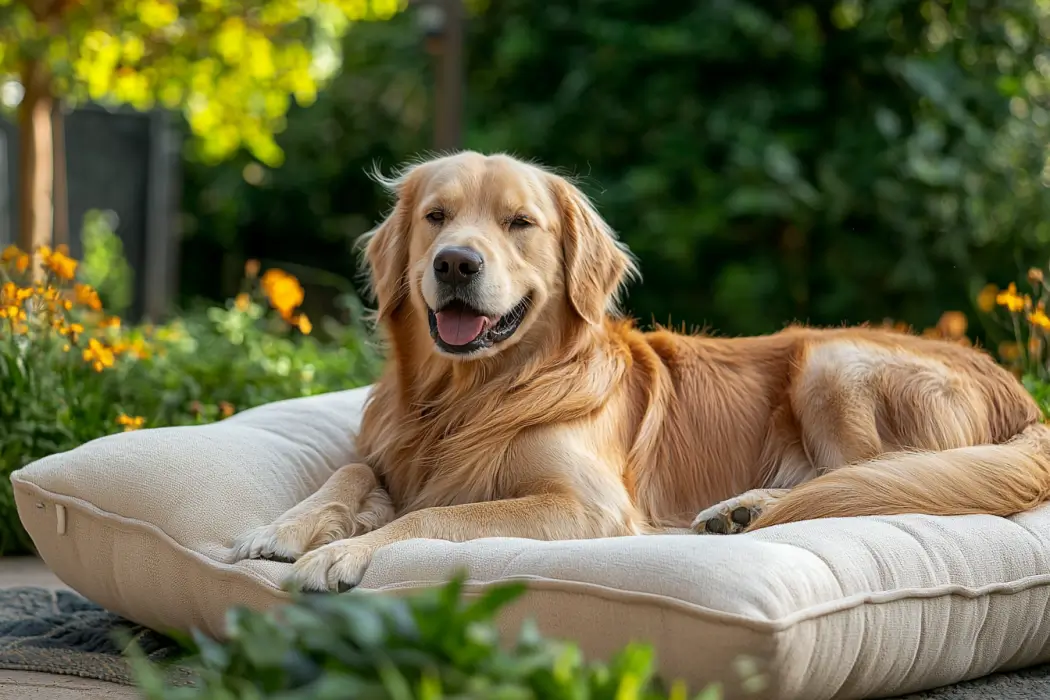 Kissen für Hunde im garten