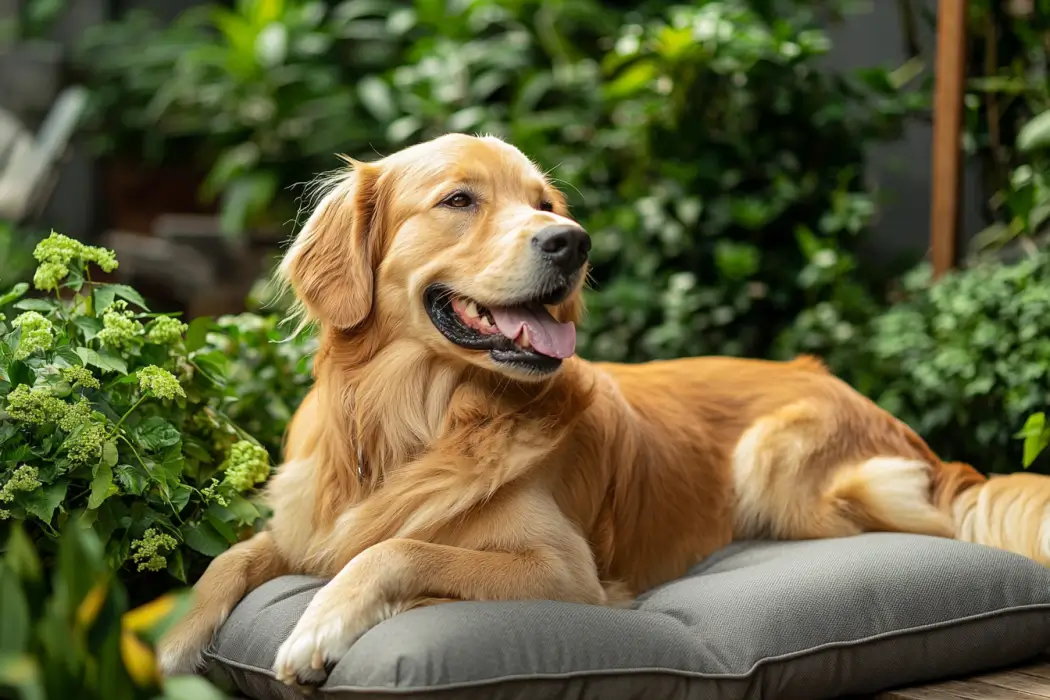 Kissen für Hunde im Garten Bereich