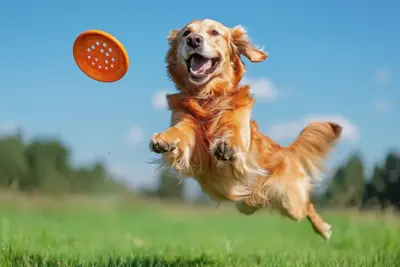 Hund fängt Frisbees für Hunde